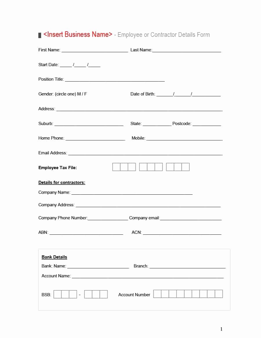 Employment Information form Template Luxury 47 Printable Employee Information forms Personnel