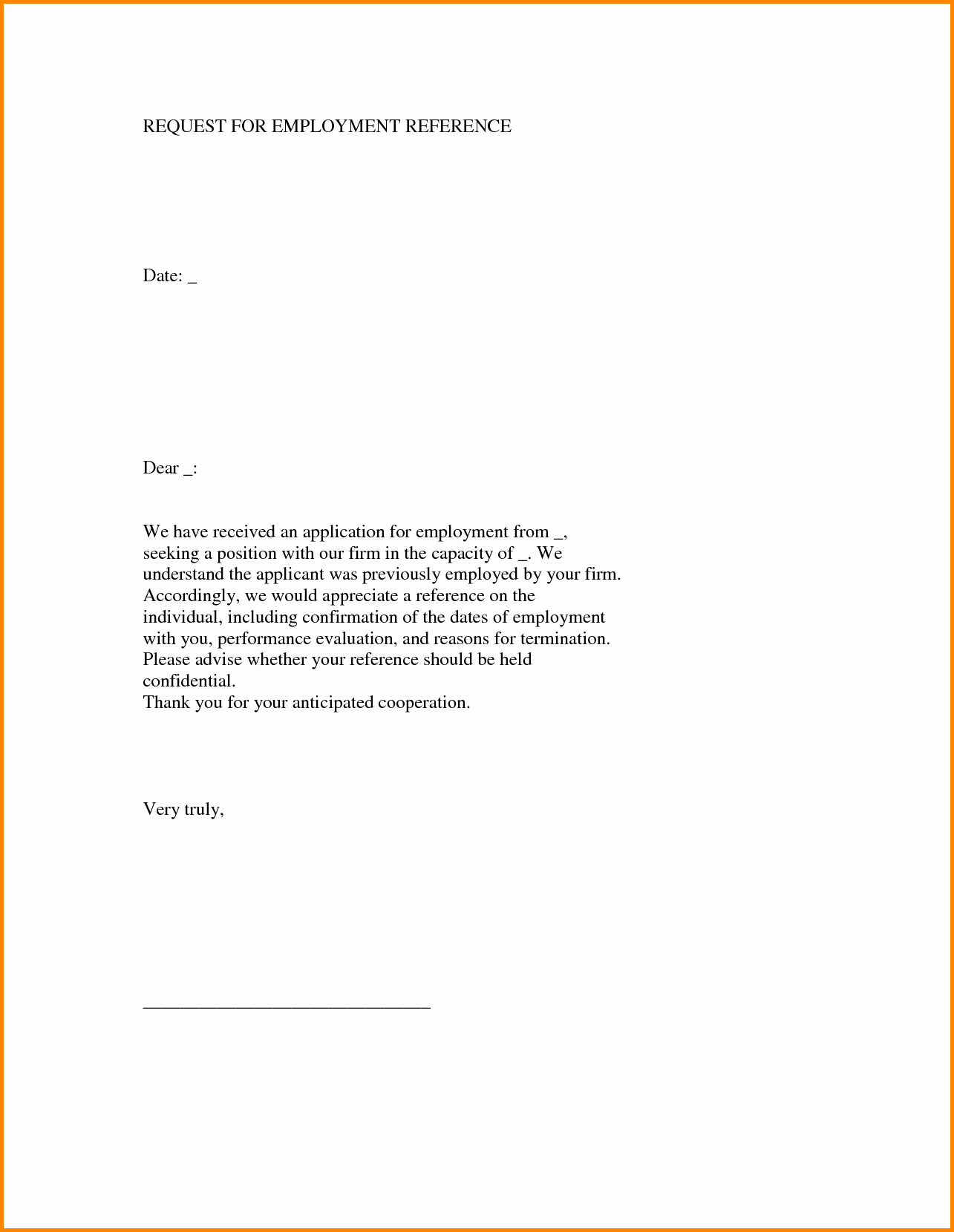 Employment Letter Of Recommendation Template Lovely Employment Reference Letter
