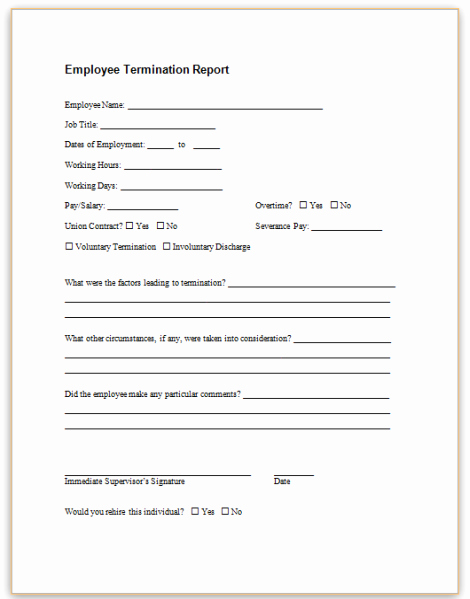 Employment Termination Checklist Template Awesome form Specifications