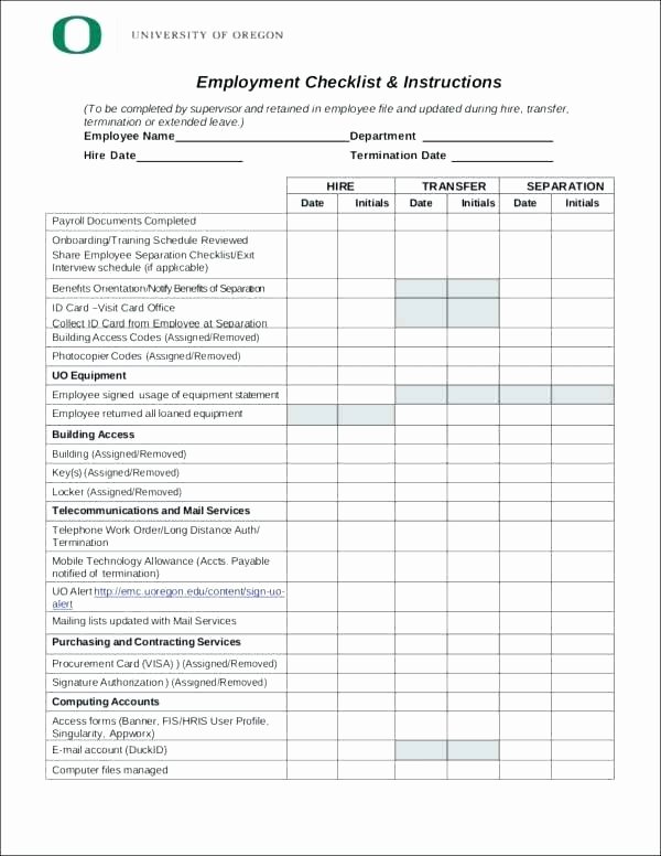 Employment Termination Checklist Template Beautiful Staff Training Checklist Template Employment Sample