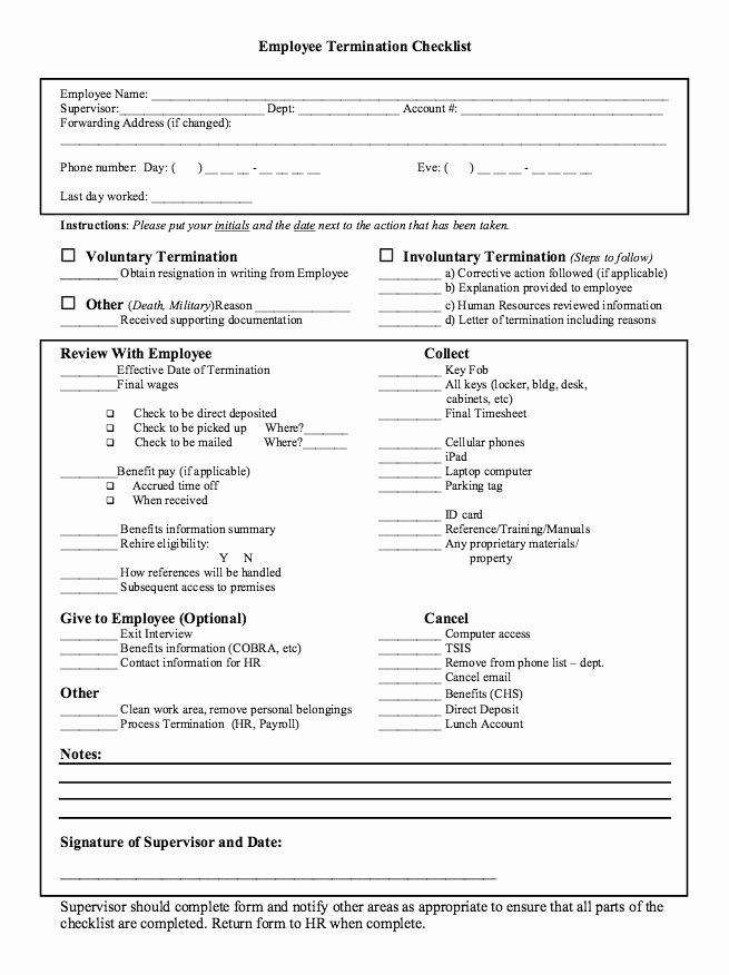 Employment Termination Checklist Template Elegant Employee Termination Checklist Letter Resume