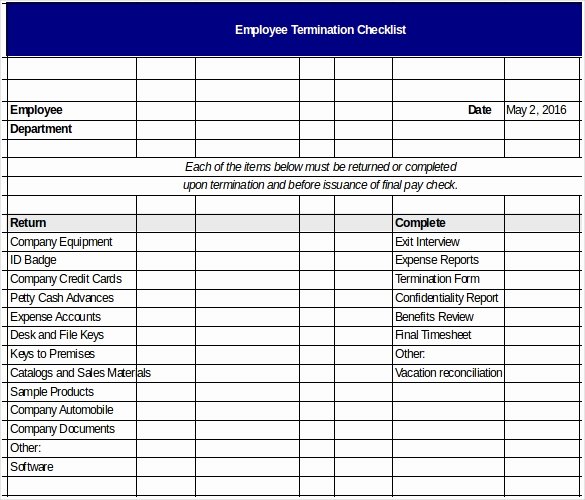 Employment Termination Checklist Template Fresh Termination Checklist Template 19 Free Word Excel Pdf