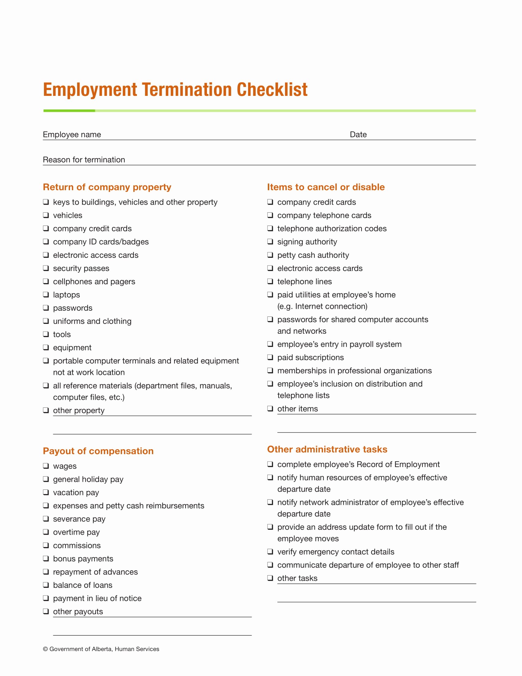 Employment Termination Checklist Template Luxury 9 Termination Checklist Examples Pdf