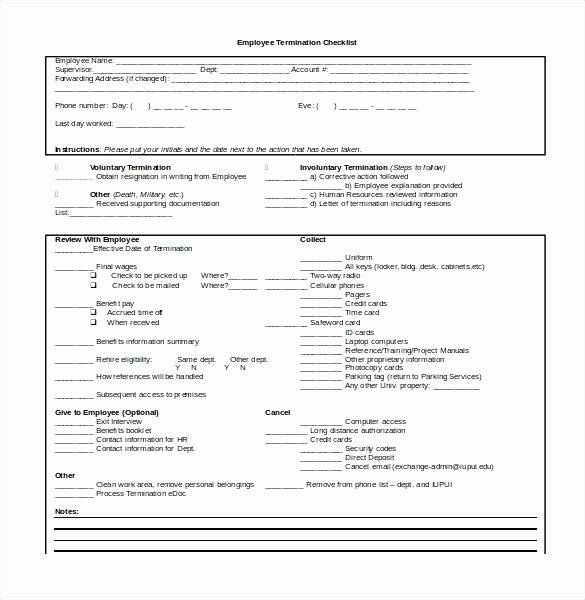 Employment Termination Checklist Template Unique New Hire Checklist Excel Entire Employee Document