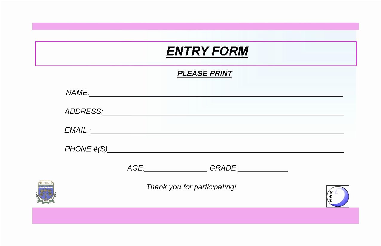 Entry form Template Word Beautiful Raffle Entry form Template Templates Data