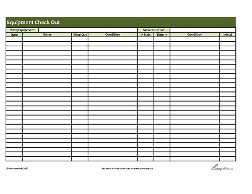 Equipment Checkout form Template Beautiful Printable Equipment Checkout form