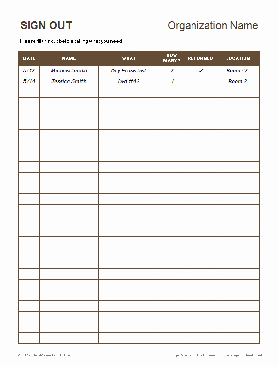 Equipment Checkout form Template Best Of Equipment Sign Out Sheet