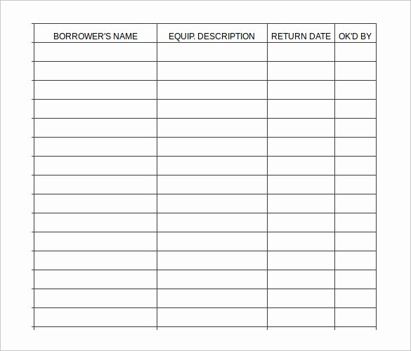 Equipment Checkout form Template Elegant 14 Sample Equipment Sign Out Sheets