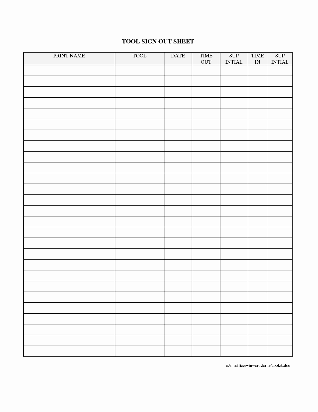 Equipment Checkout form Template Elegant 8 Best Of Sign Out Sheet Template Printable Free