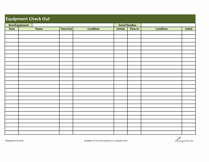 Equipment Checkout form Template Lovely Best S Of Technology Check Out form Equipment Check