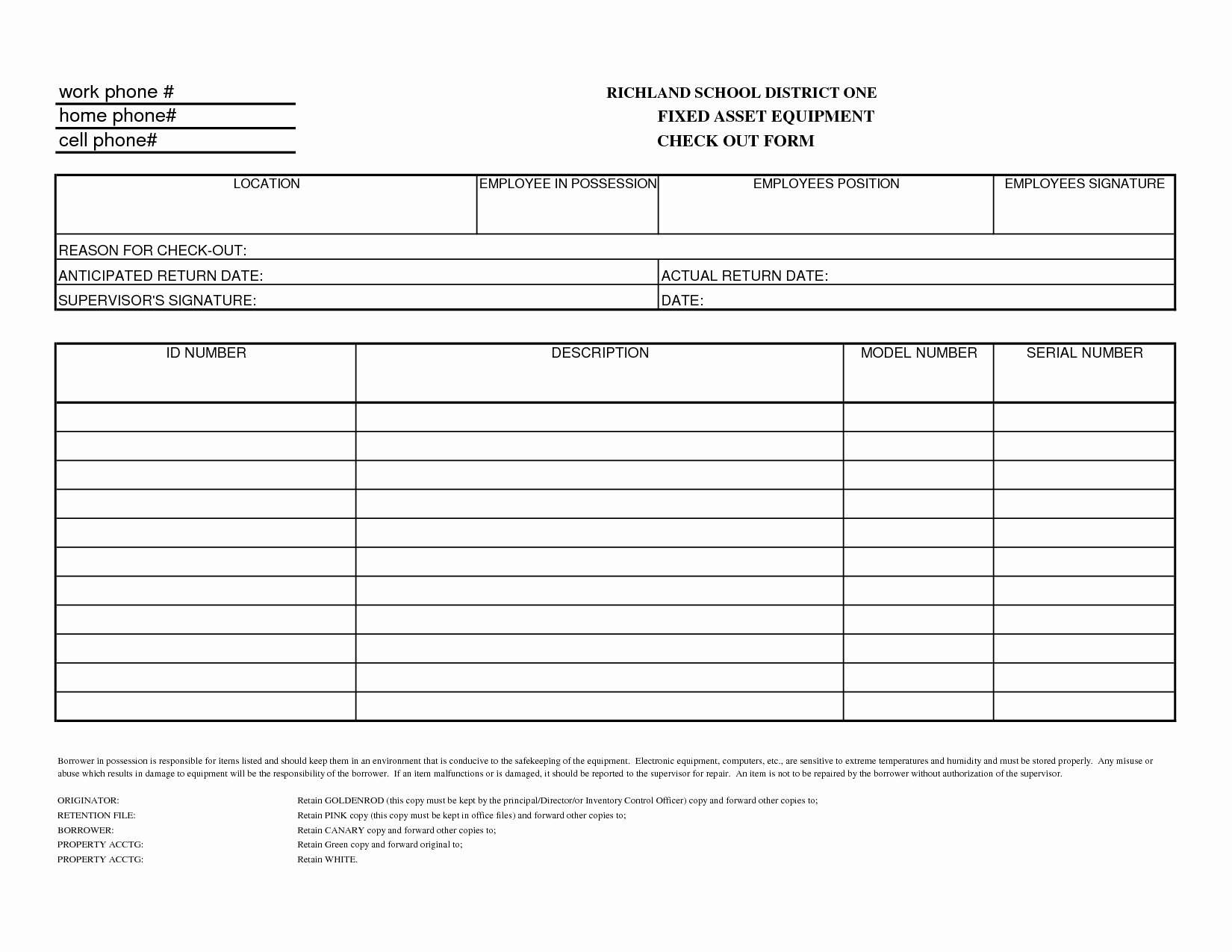 Equipment Checkout form Template Lovely Inventory Check Out Sheet Template Templates Station