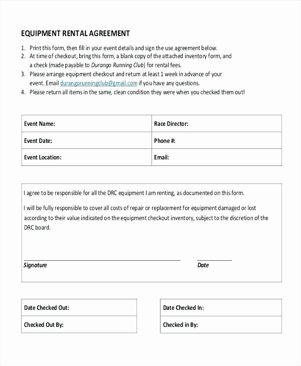 Equipment Checkout form Template New Waiver Print Release form Sample Templates Media for