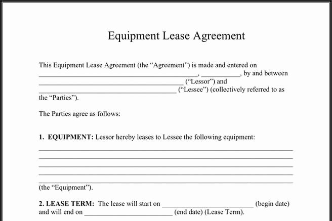 Equipment Lease Agreement Template Inspirational 577 Rent and Lease Template Free Download