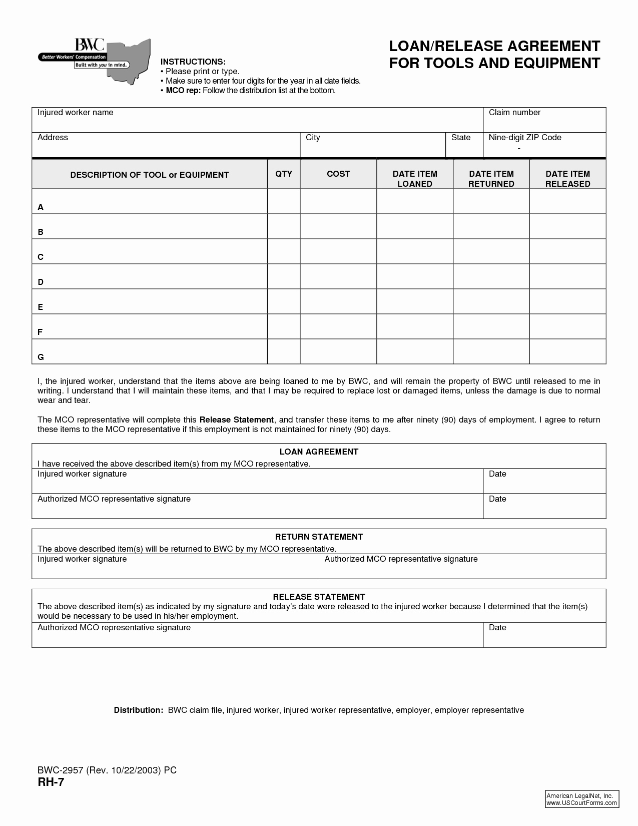 Equipment Loan Agreement Template Unique form Equipment Loan form