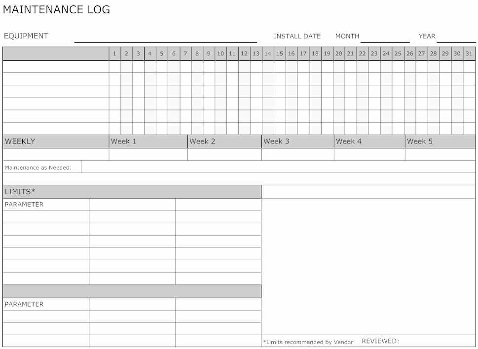 Equipment Maintenance Log Template Awesome 5 Equipment Maintenance Log Templates – Word Templates