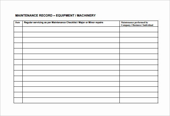 Equipment Maintenance Log Template Excel Lovely Equipment Maintenance Schedule Template Excel