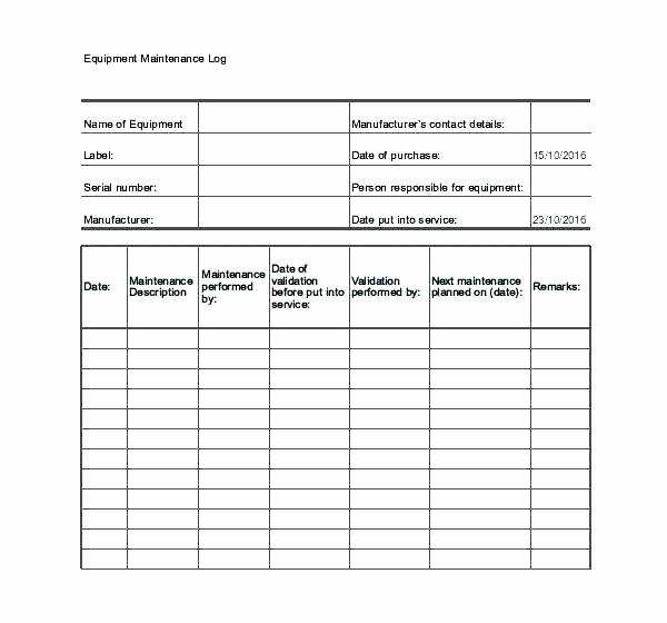 Equipment Maintenance Log Template Excel Lovely Vehicle Log Book Template Excel – Claff