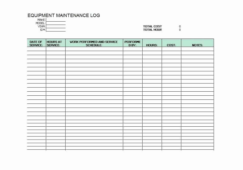 Equipment Maintenance Log Template Luxury 40 Equipment Maintenance Log Templates Template Archive