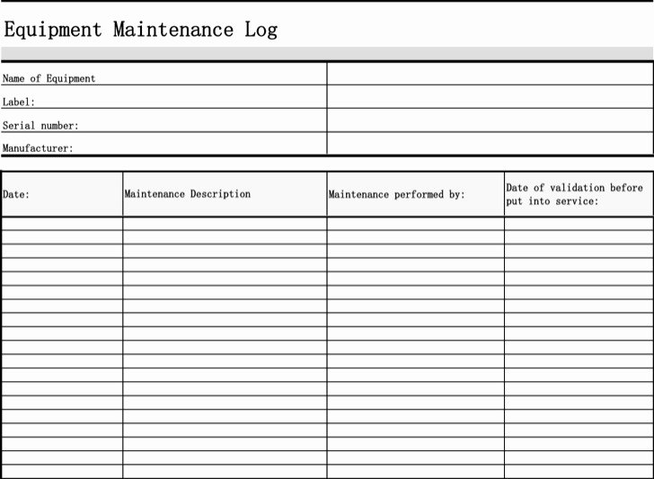 Equipment Maintenance Log Template Unique Download Maintenance Log Template for Free Tidytemplates