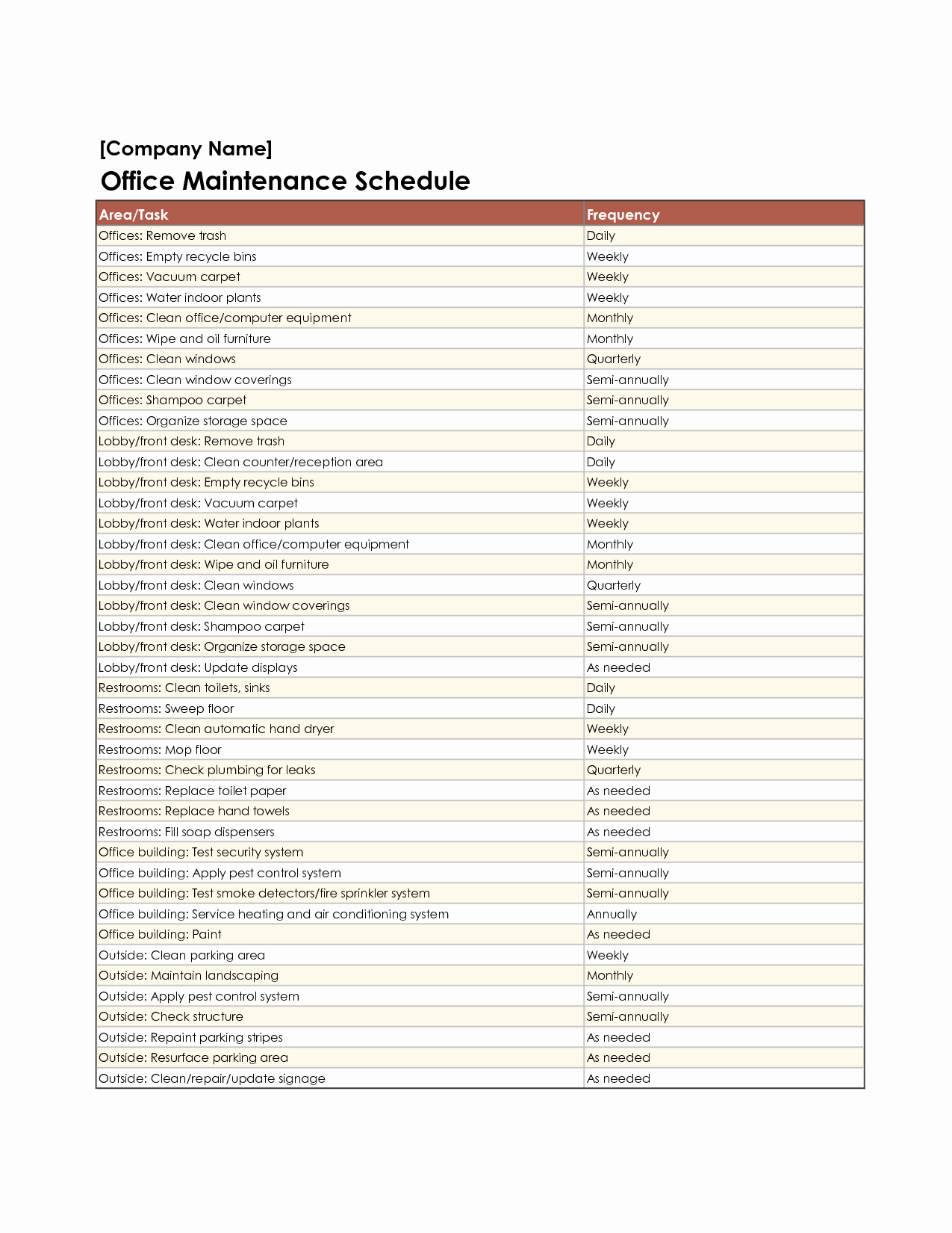 Equipment Maintenance Schedule Template Excel Elegant Equipment Maintenance Schedule Template Excel