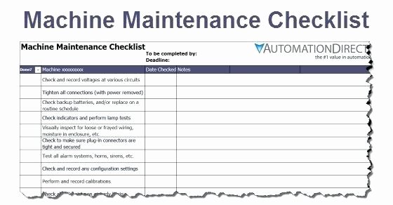 Equipment Preventive Maintenance Checklist Template Awesome Lathe Machine Preventive Maintenance Checklist format