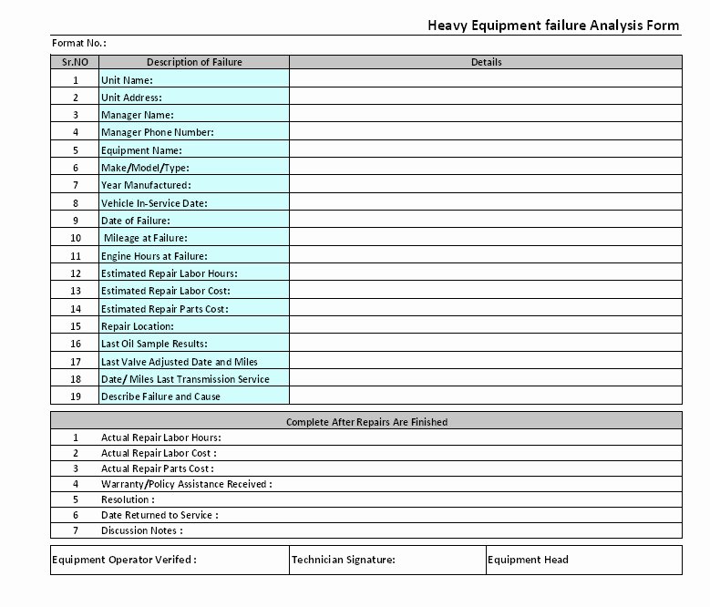 Equipment Preventive Maintenance Checklist Template Inspirational Equipment Maintenance Checklist form Templates Resume