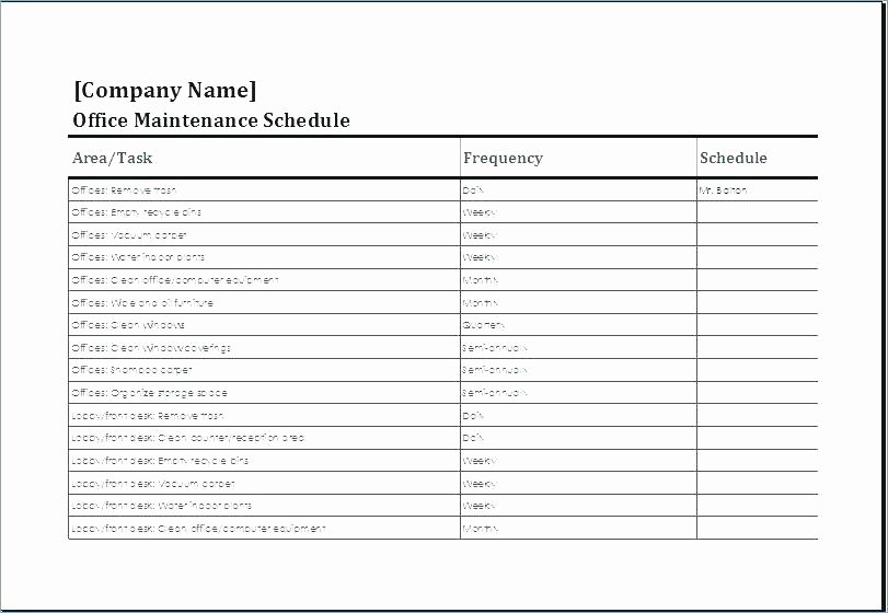 Equipment Preventive Maintenance Checklist Template Luxury Facility Maintenance Plan Template Landscaping Schedule
