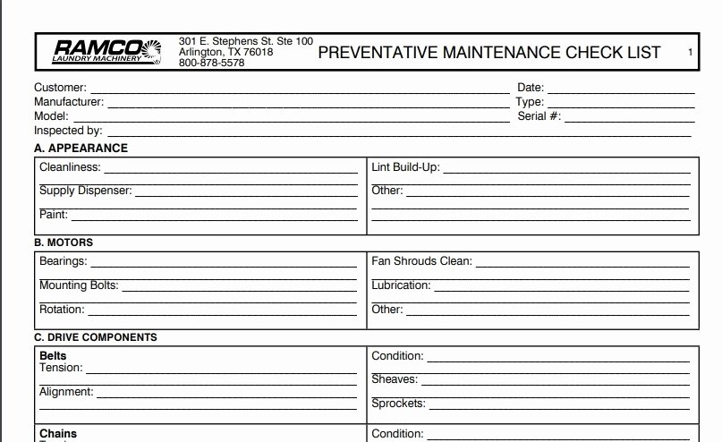 Equipment Preventive Maintenance Checklist Template Unique Preventative Maintenance Checklist