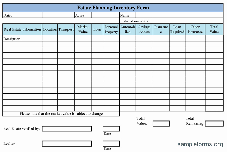 Estate Planning Template Excel Unique 15 Samples Of Inventory Templates In Word Excel and Pdf