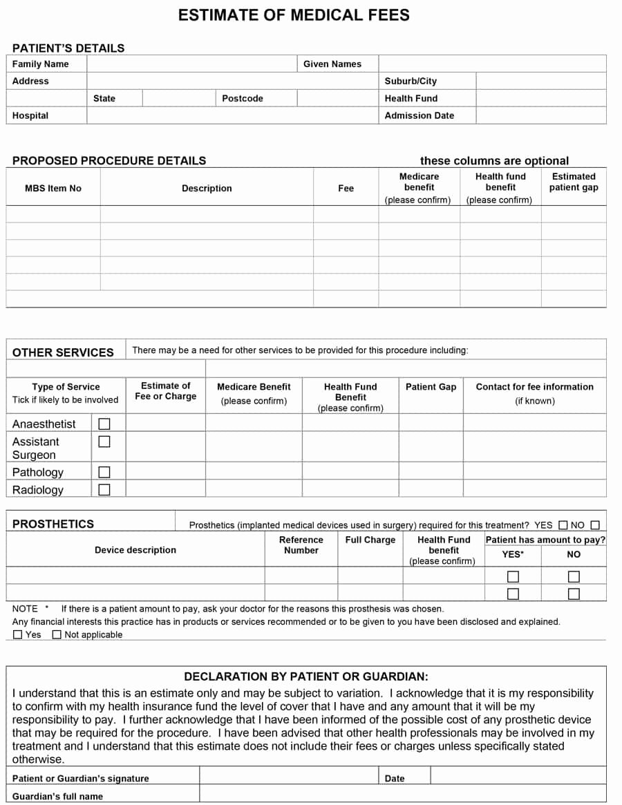 Estimating Template for Construction Awesome 44 Free Estimate Template forms [construction Repair