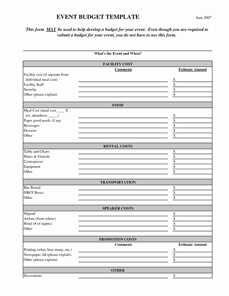 Event Budget Proposal Template Fresh Party Planner Template
