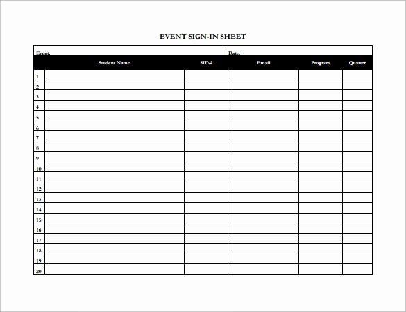 Event One Sheet Template Beautiful event Sign In Sheet Template Free Download Aashe
