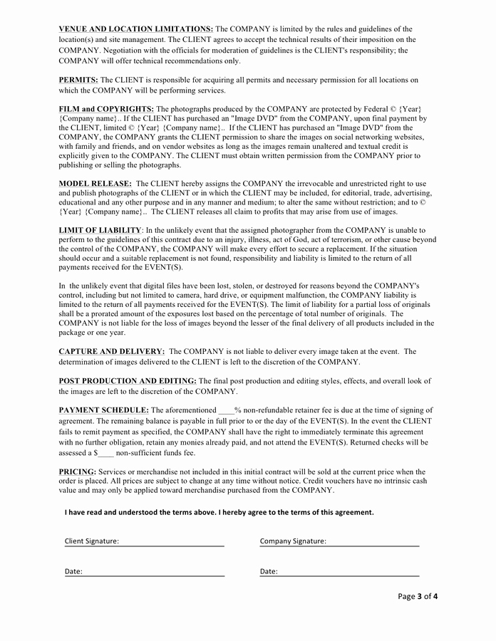 Event Photography Contract Template Best Of event Photography Contract Template In Word and Pdf
