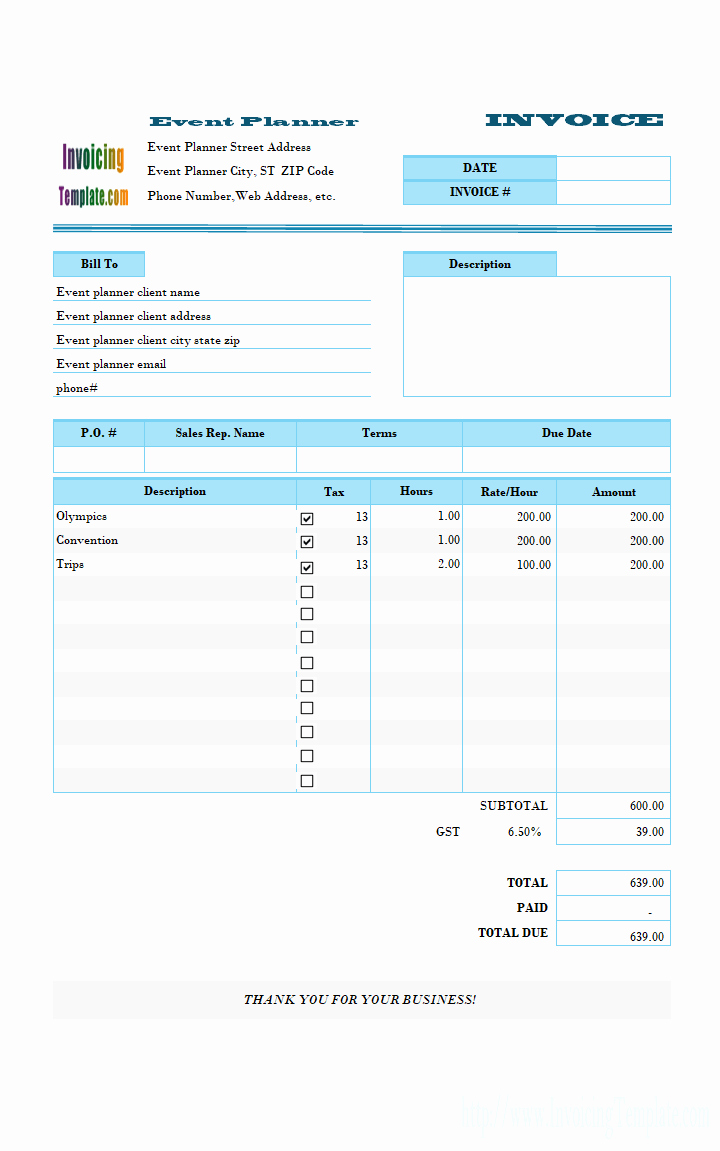 Event Planner Invoice Template Lovely Free Invoice Template for Hours Worked 20 Results Found