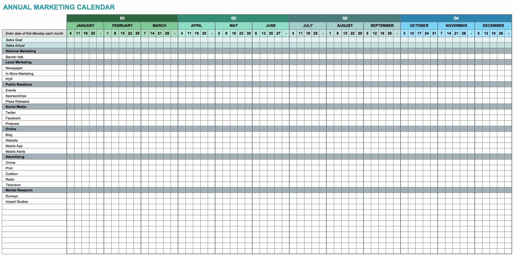 Event Planning Calendar Template Unique 9 Free Marketing Calendar Templates for Excel Smartsheet