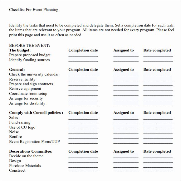 Event Planning Checklist Template Awesome 13 Sample event Planning Checklist Templates