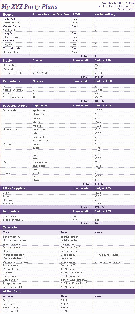 Event Planning Checklist Template Excel Beautiful Ms Excel event or Party Planner