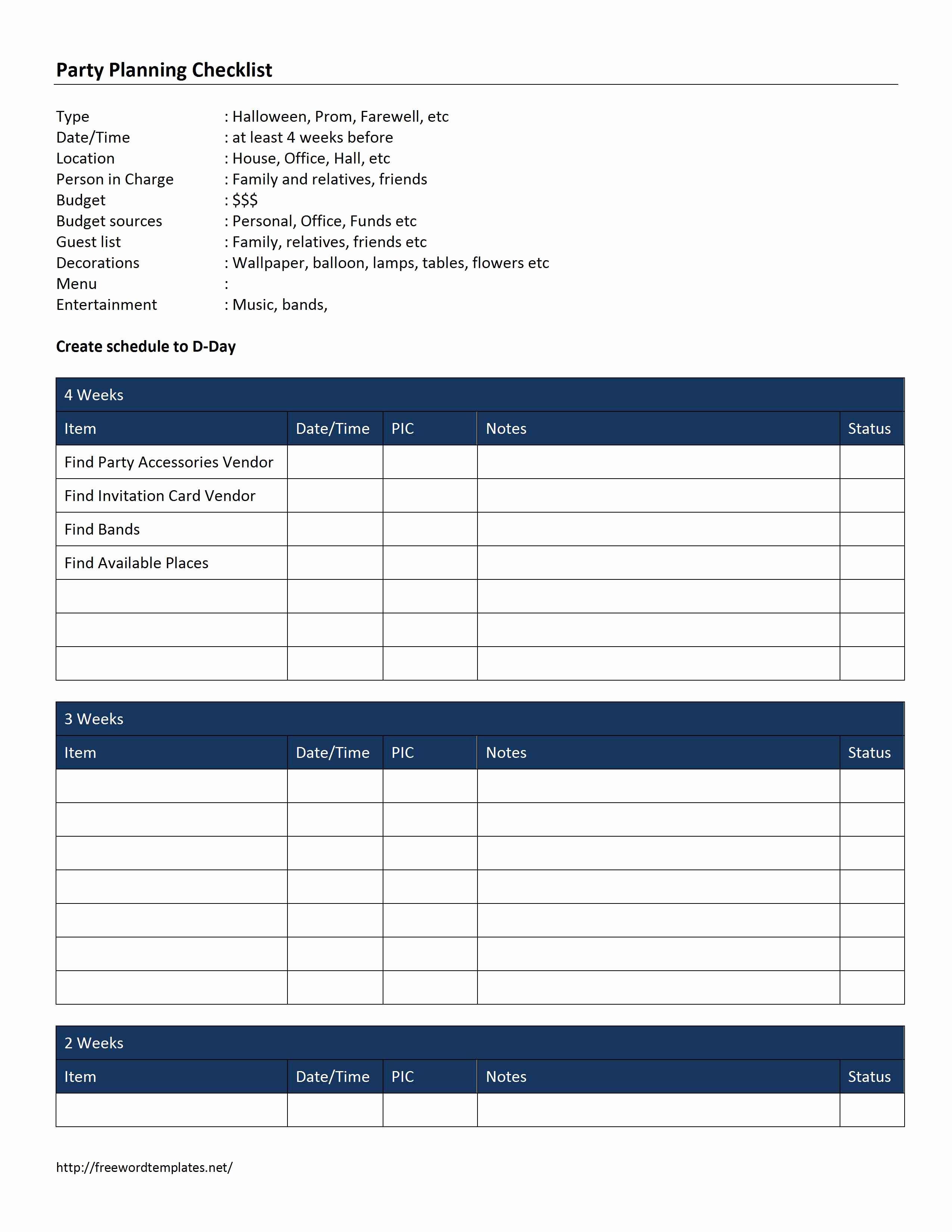 Event Planning Checklist Template Fresh Party Planning Checklist Template