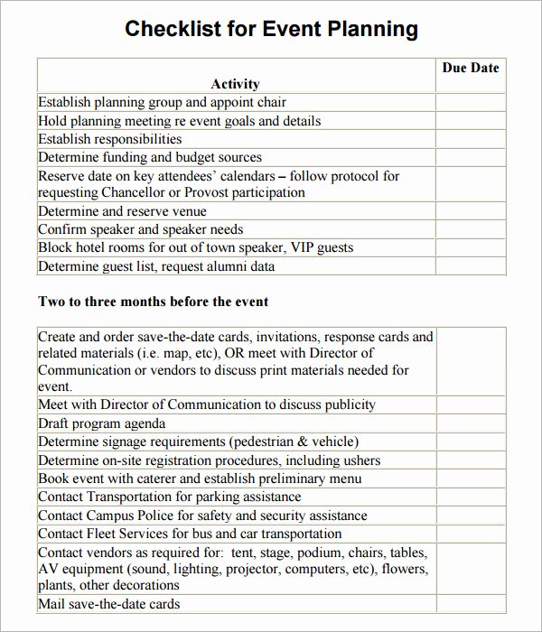 Event Planning Checklist Template Lovely 11 Sample event Planning Checklists – Pdf Word