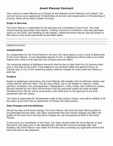 Event Planning Contract Template Best Of 32 Sample Contract Templates In Microsoft Word