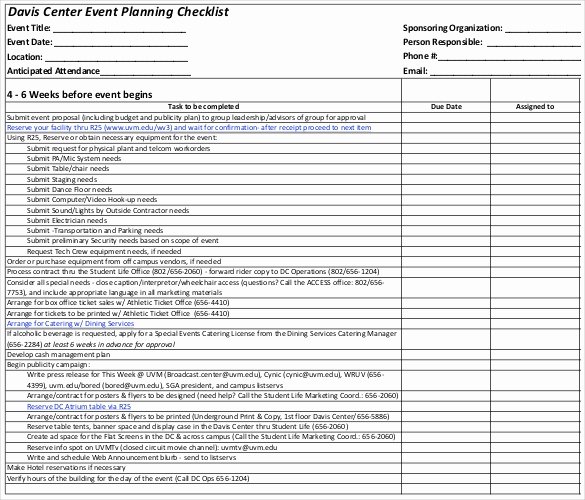 Event Planning Document Template Elegant 18 event Checklist Templates Pdf Doc