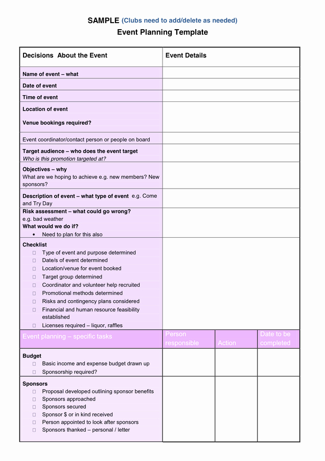 Event Planning Document Template Fresh event Planning Template In Word and Pdf formats