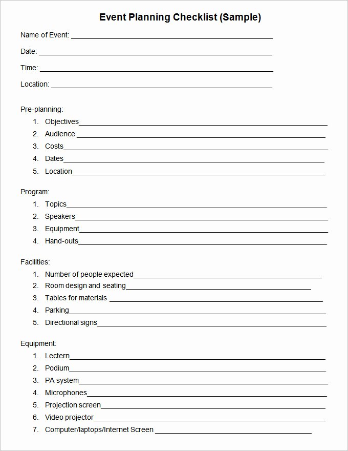 Event Planning form Template Awesome 18 event Checklist Templates Pdf Doc