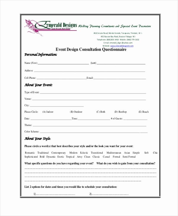 Event Planning form Template Best Of event Planner forms 8 Free Documents In Pdf