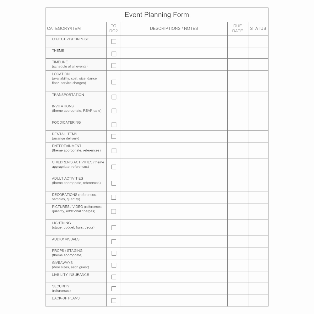 Event Planning form Template Elegant event Planning form