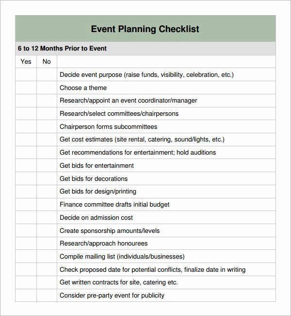 Event Planning form Template Fresh Special event Planning Checklist