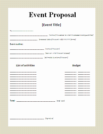 Event Planning Proposal Template Awesome 5 event Proposal Sample