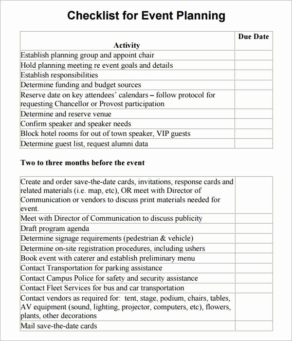 Event Planning Template Free Unique event Planning Checklist Template