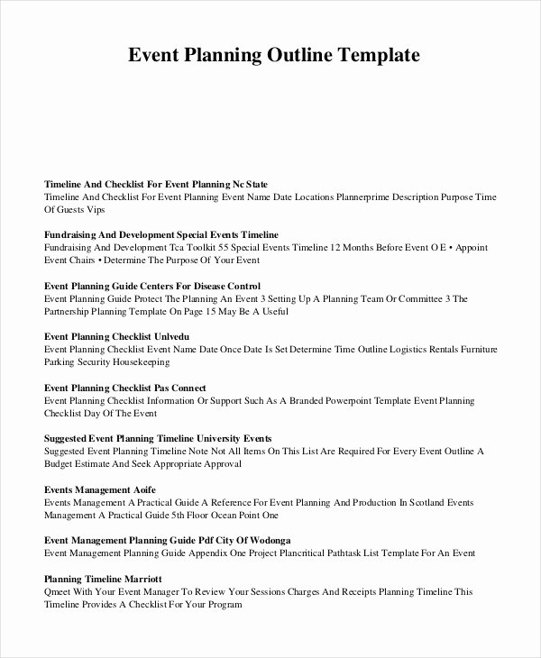 Event Planning Template Pdf Unique event Outline Template 7 Free Word Pdf Document
