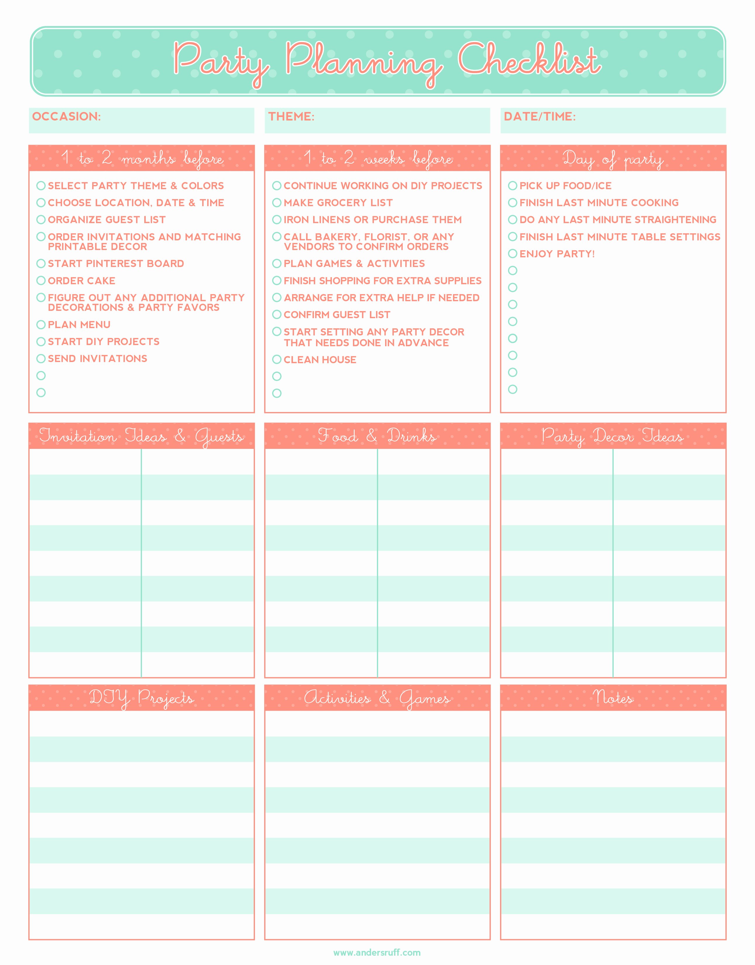Event Planning Worksheet Template Lovely 5 Party Planning Templates Excel Xlts